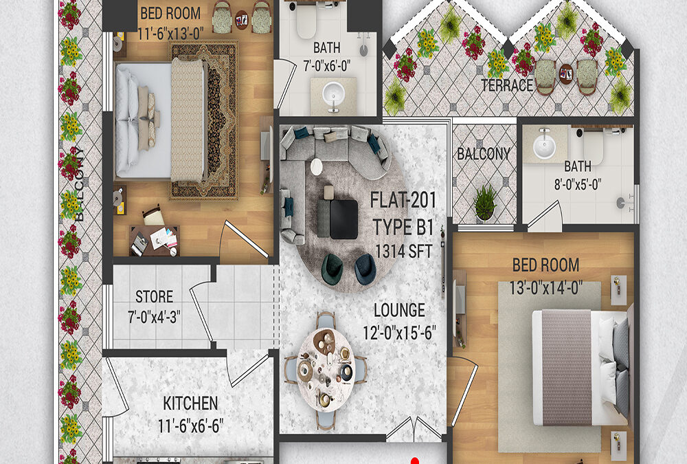 2 Bedroom Apartment. Type-B1